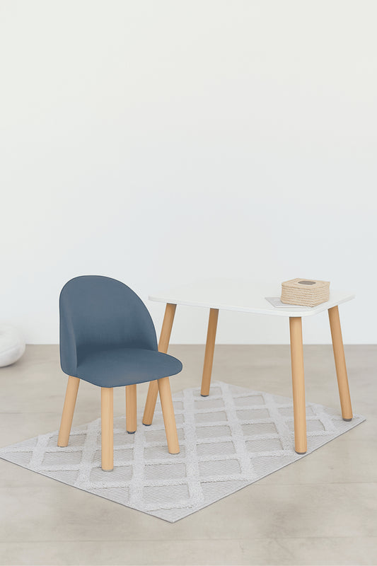Furniture set: rectangular table without drawer and armchair, 5-7 years old, 115-125 cm, Denim