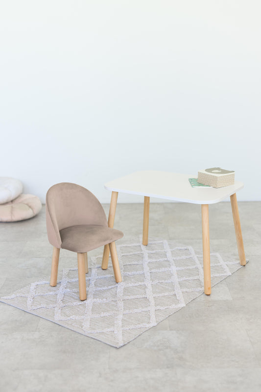 Furniture set: rectangular table without drawer and armchair, 5-7 years old, 115-125 cm, Latte