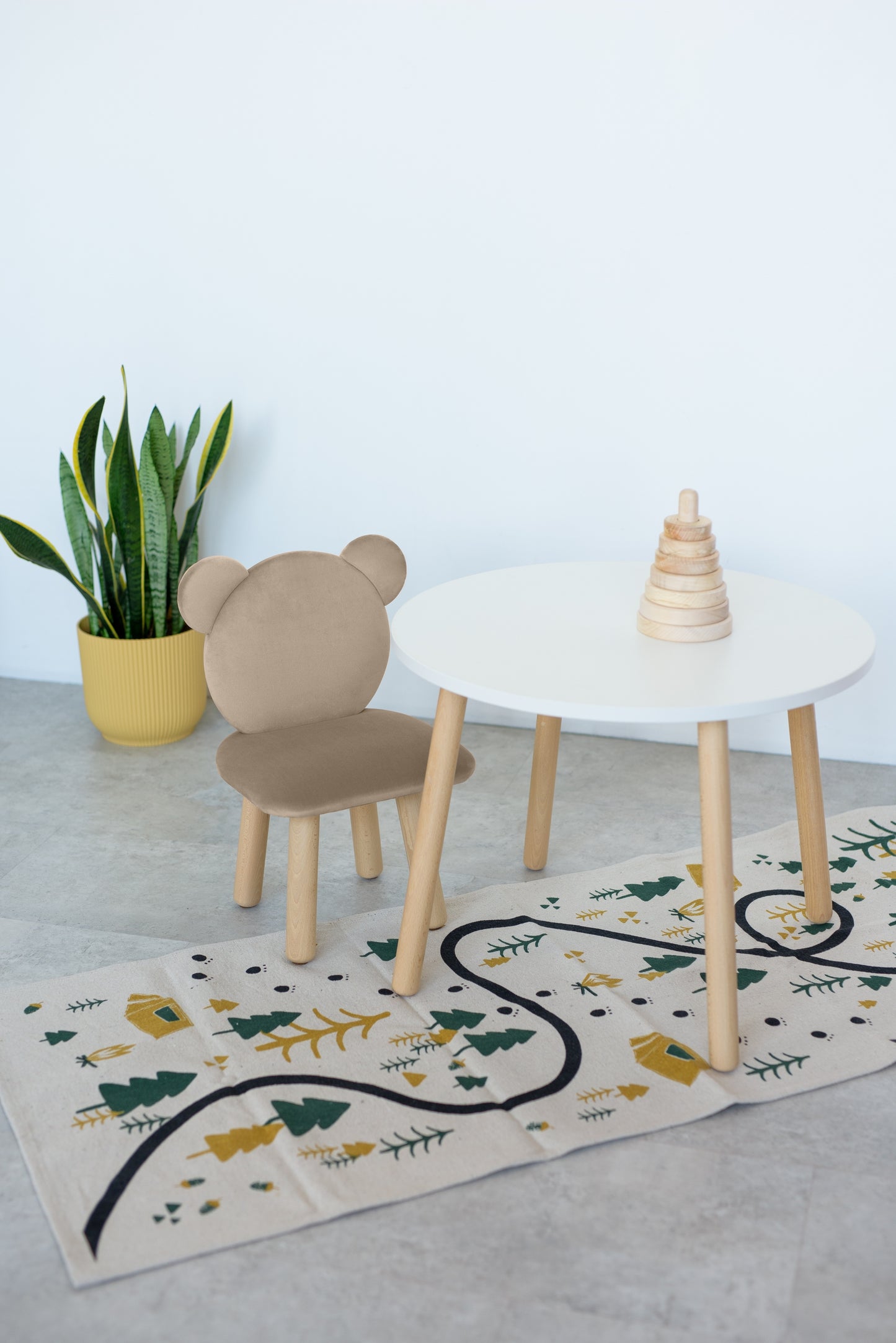 Furniture set: table without drawer and chair Bear, 2-4 years old, 90-105 cm, Beige