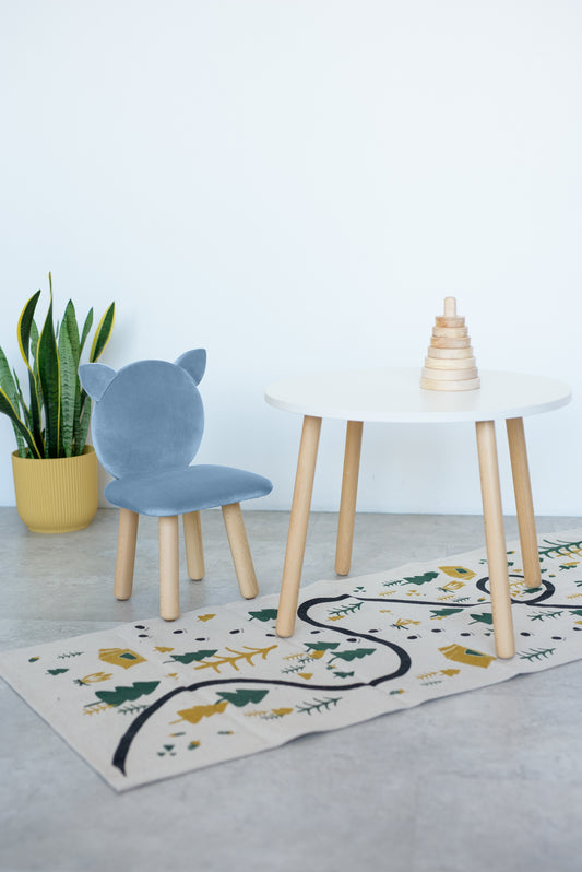 Furniture set: table without drawer and chair Cat, 5-7 years old, 115-125 cm, Cyan