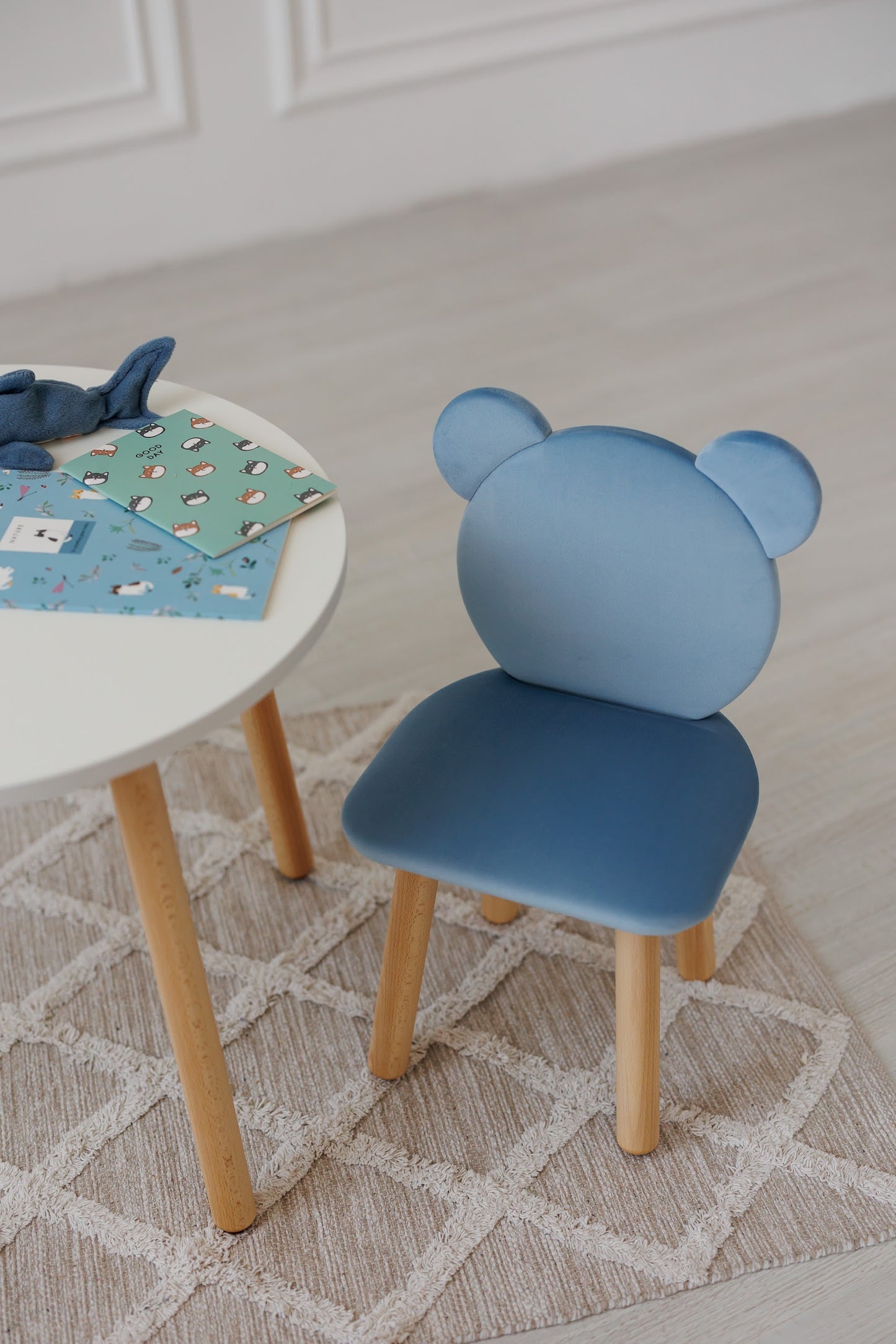 Furniture set: table without drawer and chair Bear, 2-4 years old, 90-105 cm, Cyan