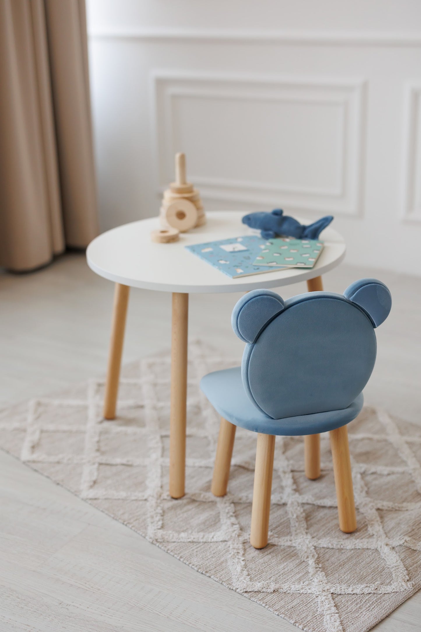 Furniture set: table without drawer and chair Bear, 3-5 years old, 105-115 cm, Cyan