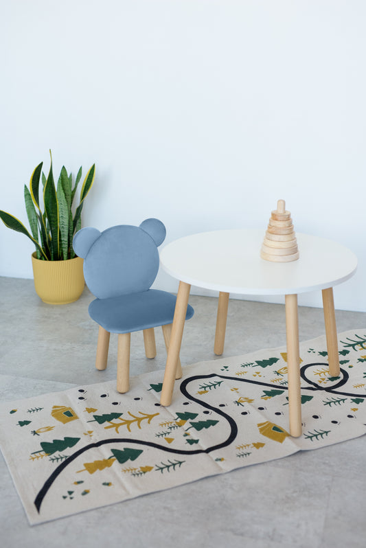 Furniture set: table without drawer and chair Bear, 5-7 years old, 115-125 cm, Cyan