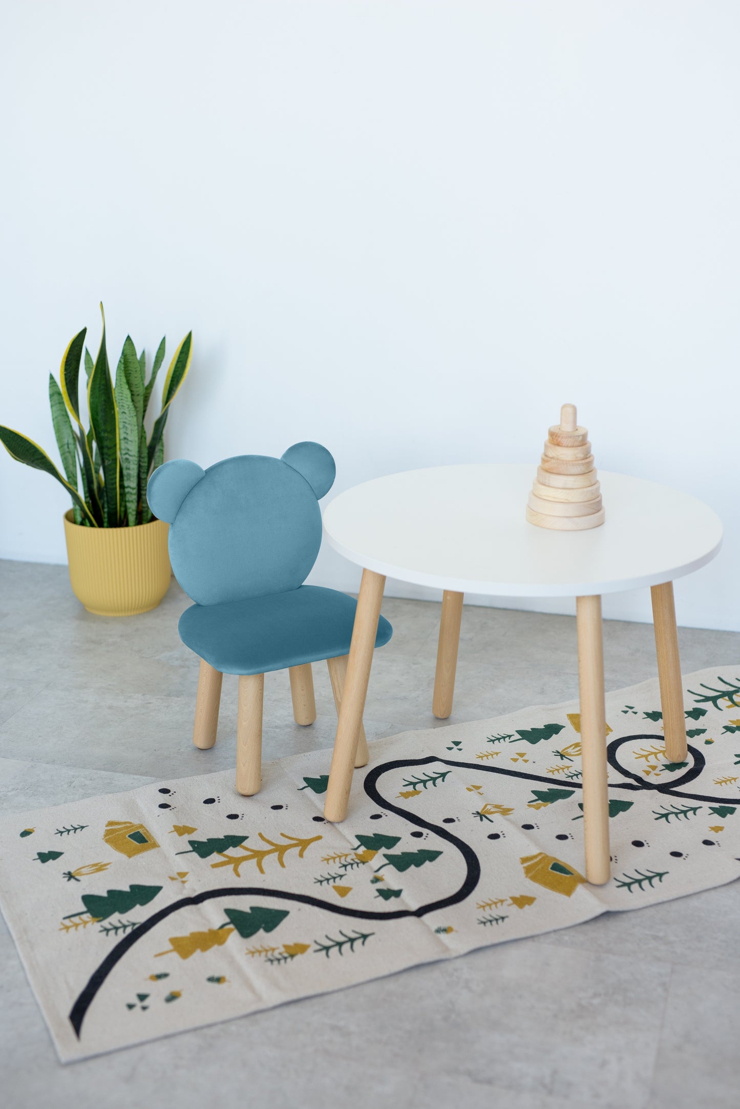 Furniture set: table without drawer and chair Bear, 5-7 years old, 115-125 cm, Denim