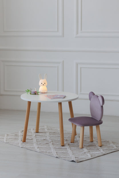 Furniture set: table without drawer and chair Bear, 2-4 years old, 90-105 cm, Lilac