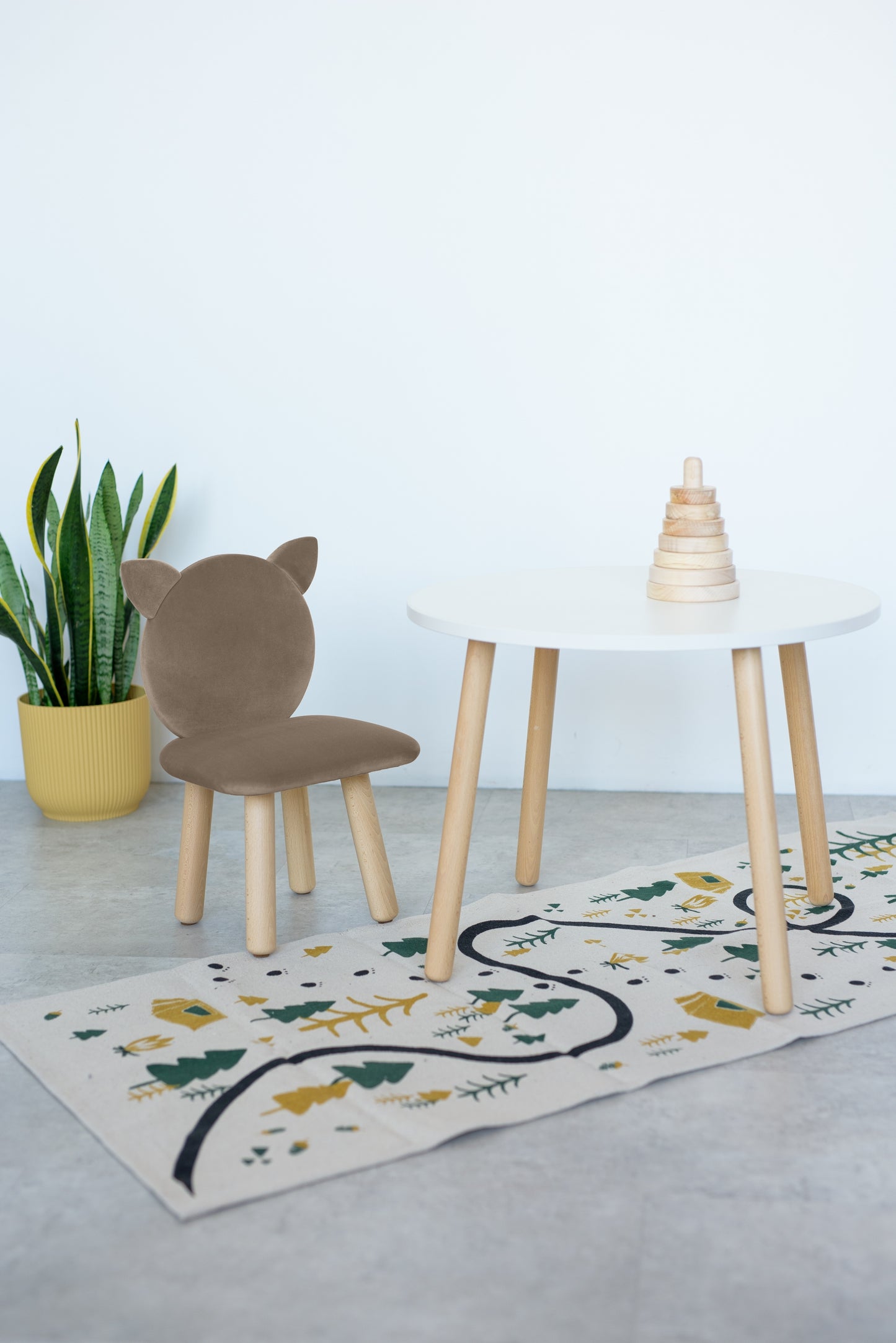 Furniture set: table without drawer and chair Cat, 3-5 years old, 105-115 cm, Cappuccino
