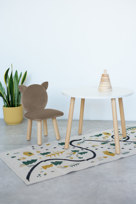 Furniture set: table without drawer and chair Cat, 5-7 years old, 115-125 cm, Cappuccino
