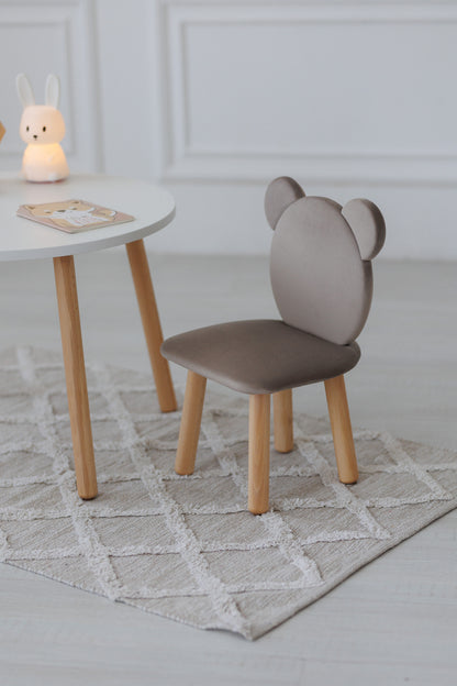 Furniture set: table without drawer and chair Bear, 2-4 years old, 90-105 cm, Cappuccino