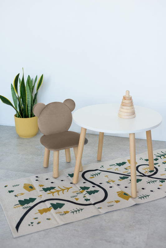 Furniture set: table without drawer and chair Bear, 3-5 years old, 105-115 cm, Cappuccino
