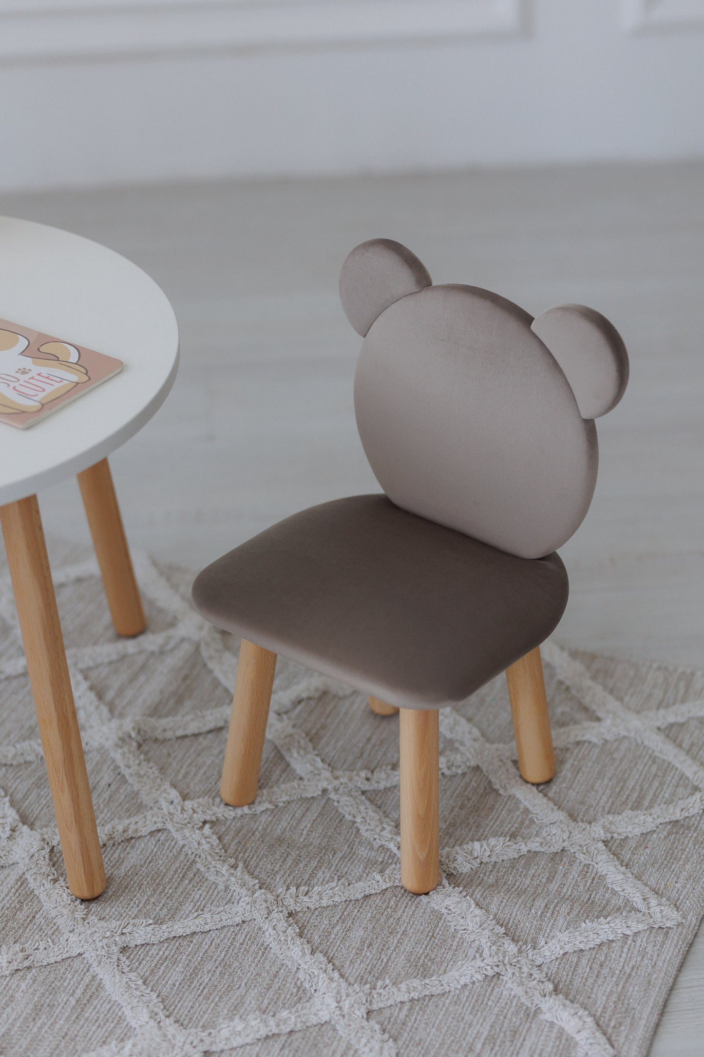 Furniture set: table without drawer and chair Bear, 3-5 years old, 105-115 cm, Cappuccino