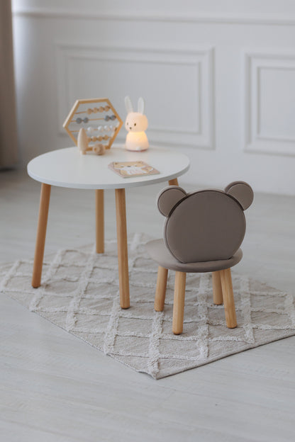 Furniture set: table without drawer and chair Bear, 5-7 years old, 115-125 cm, Cappuccino