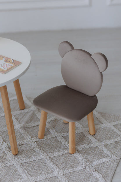 Furniture set: table without drawer and chair Bear, 5-7 years old, 115-125 cm, Cappuccino