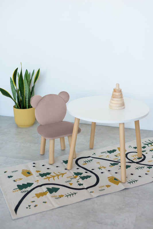 Furniture set: table without drawer and chair Bear, 5-7 years old, 115-125 cm, Latte
