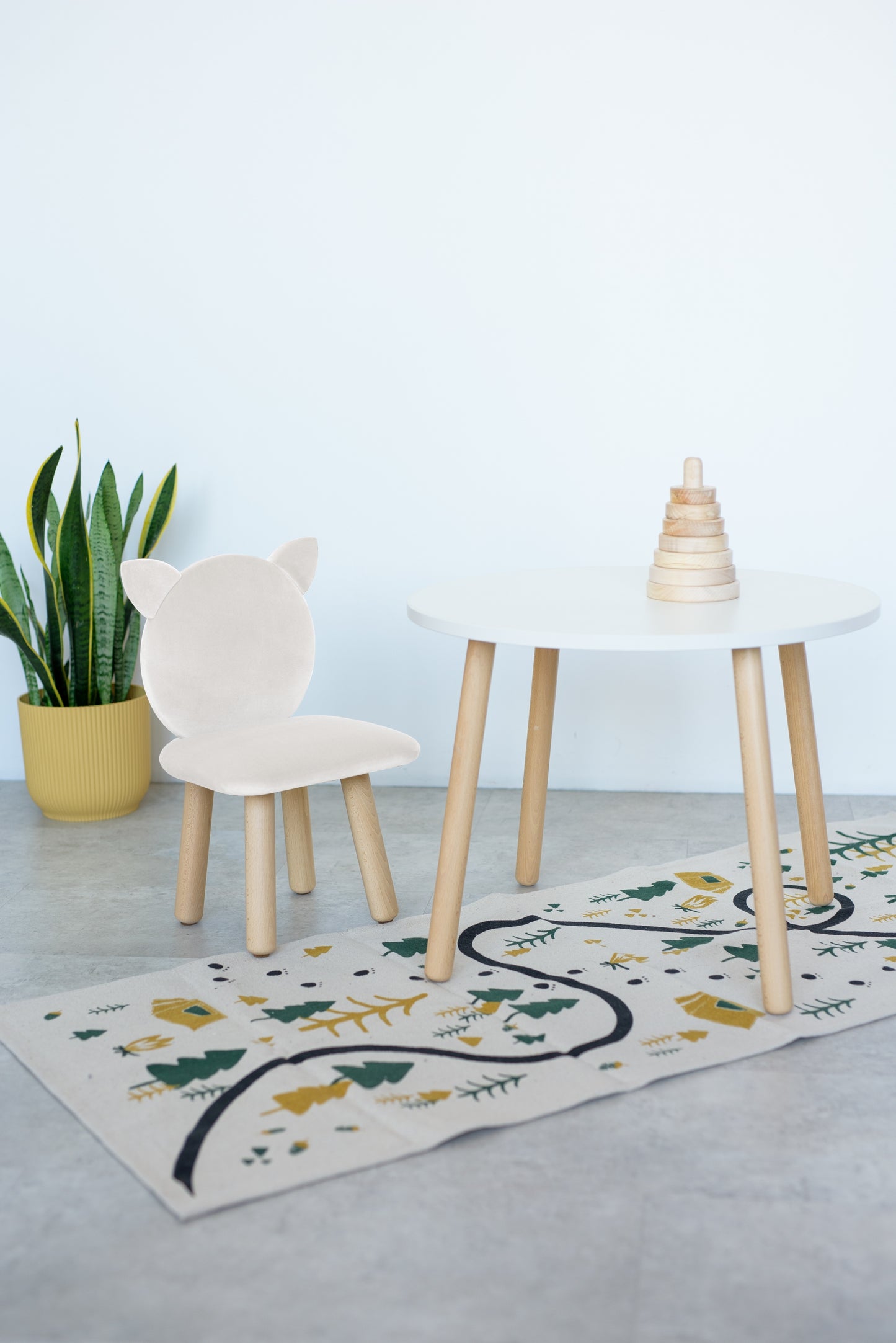 Furniture set: table without drawer and chair Cat, 3-5 years old, 105-115 cm, Milk