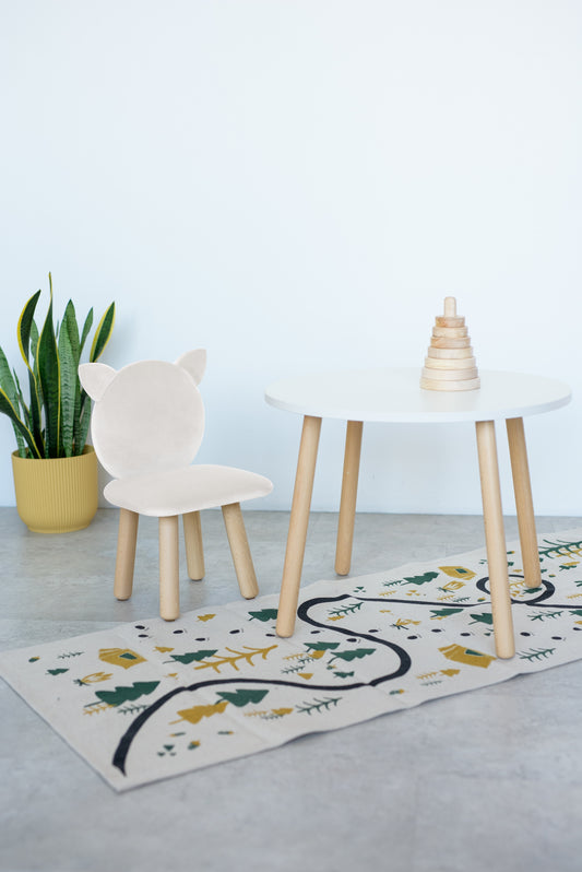 Furniture set: table without drawer and chair Cat, 5-7 years old, 115-125 cm, Milk