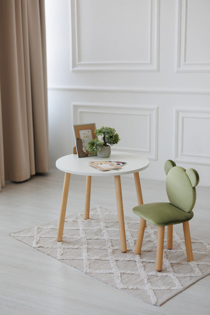 Furniture set: table without drawer and chair Bear, 2-4 years old, 90-105 cm, Olive