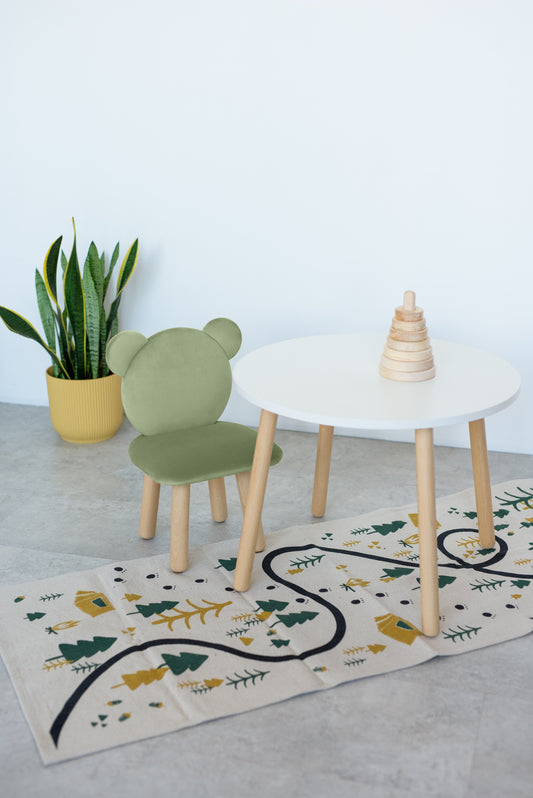 Furniture set: table without drawer and chair Bear, 5-7 years old, 115-125 cm, Olive