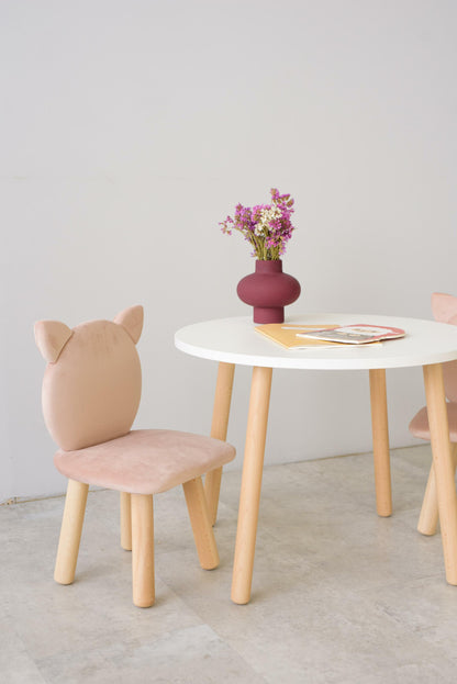 Furniture set: table without drawer and chair Cat, 2-4 years old, 90-105 cm, Powdered
