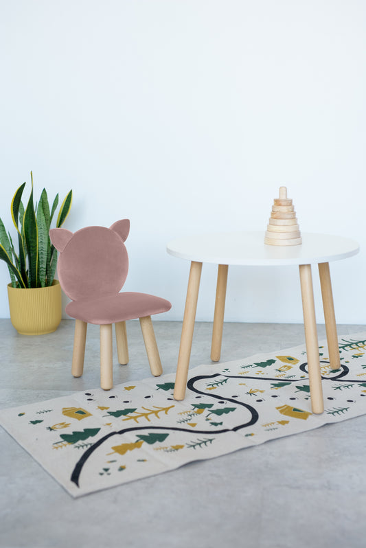 Furniture set: table without drawer and chair Cat, 5-7 years old, 115-125 cm, Powdered