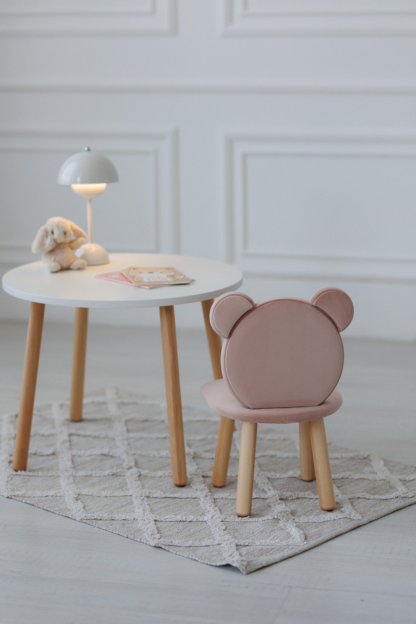 Furniture set: table without drawer and chair Bear, 2-4 years old, 90-105 cm, Powdered