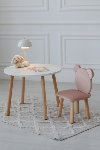Furniture set: table without drawer and chair Bear, 2-4 years old, 90-105 cm, Powdered