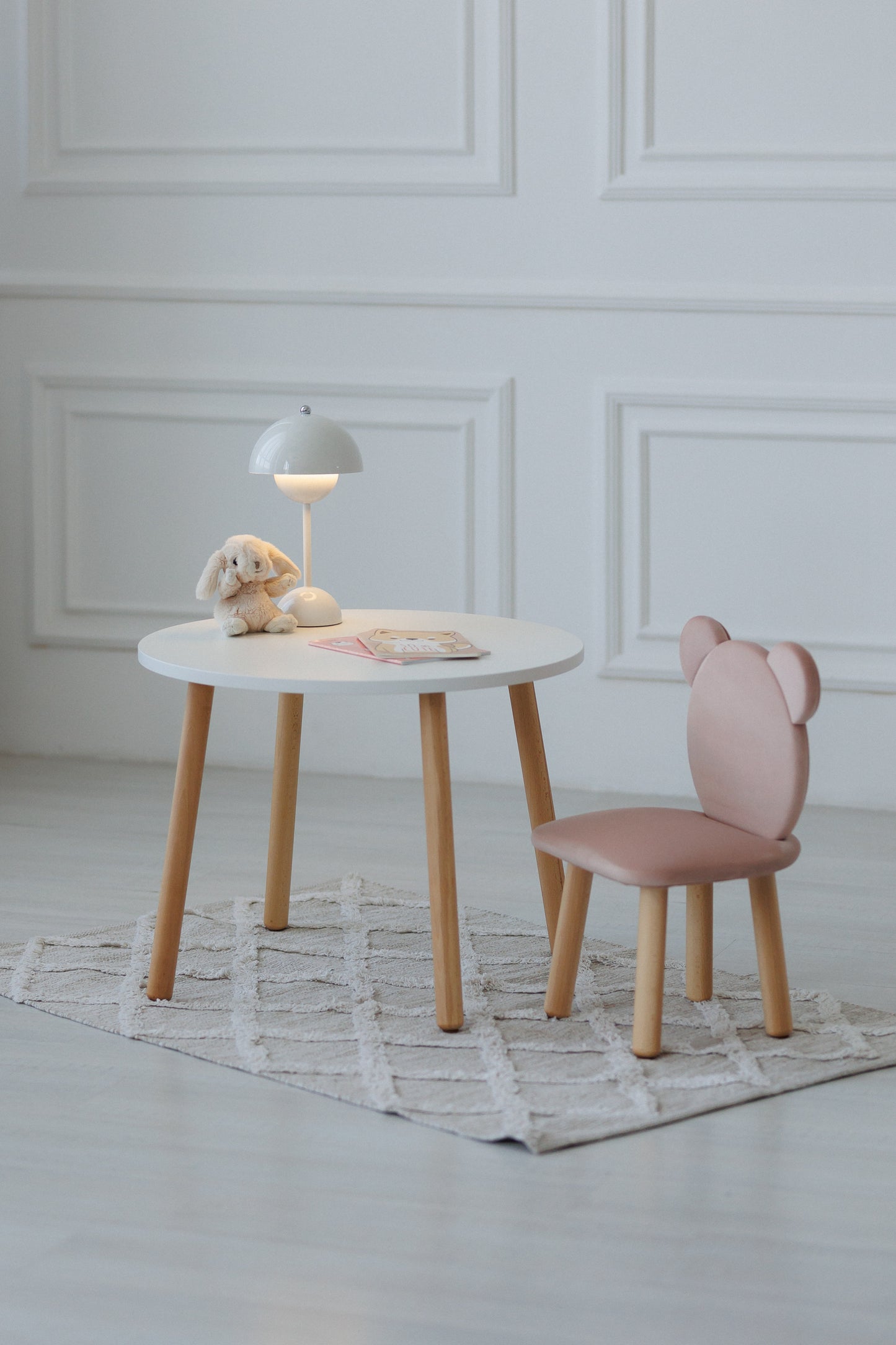 Furniture set: table without drawer and chair Bear, 2-4 years old, 90-105 cm, Powdered