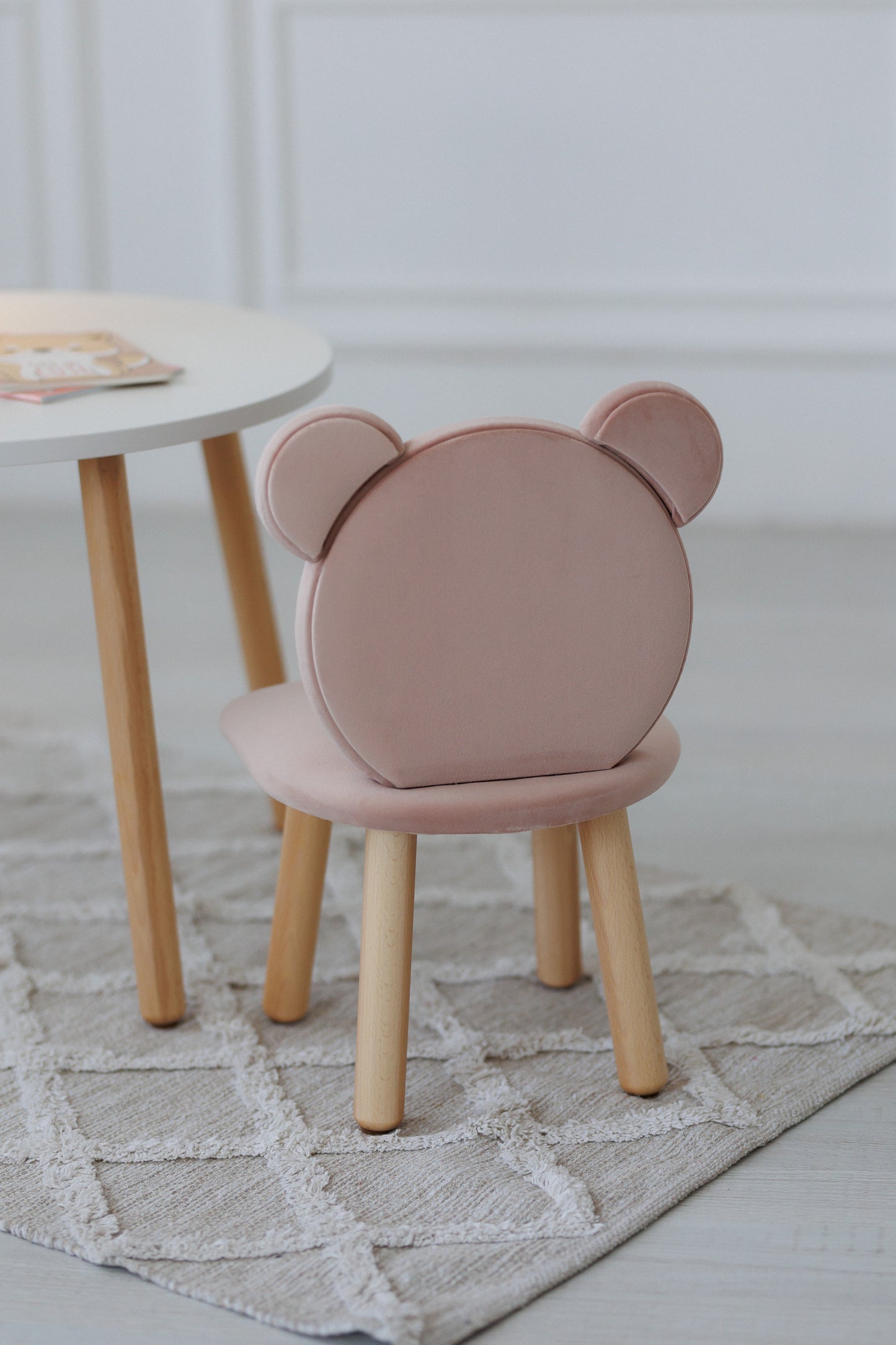 Furniture set: table without drawer and chair Bear, 3-5 years old, 105-115 cm, Powdered