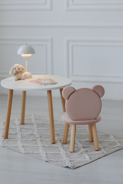 Furniture set: table without drawer and chair Bear, 3-5 years old, 105-115 cm, Powdered