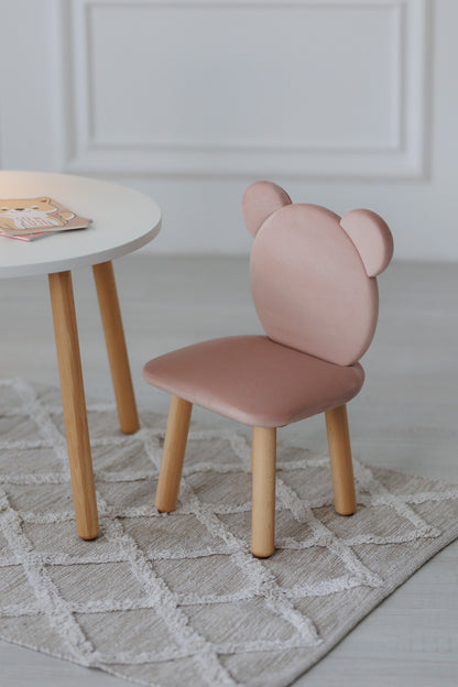 Furniture set: table without drawer and chair Bear, 5-7 years old, 115-125 cm, Powdered