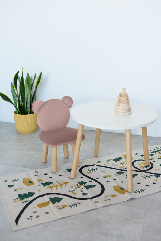 Furniture set: table without drawer and chair Bear, 5-7 years old, 115-125 cm, Powdered