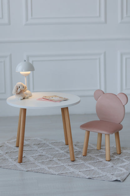 Furniture set: table without drawer and chair Bear, 5-7 years old, 115-125 cm, Powdered
