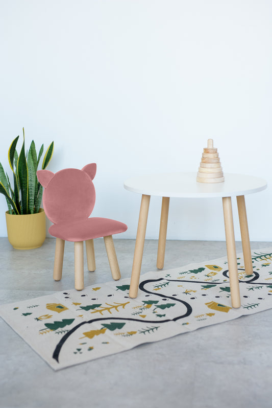 Furniture set: table without drawer and chair Cat, 5-7 years old, 115-125 cm, Pink