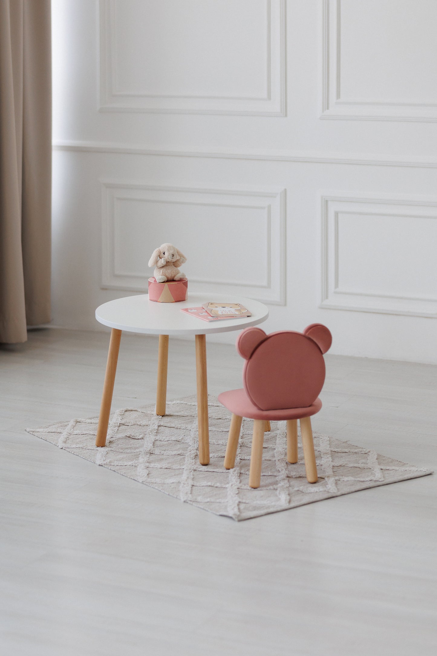 Furniture set: table without drawer and chair Bear, 2-4 years old, 90-105 cm, Pink