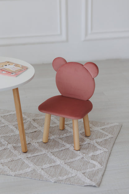 Furniture set: table without drawer and chair Bear, 2-4 years old, 90-105 cm, Pink