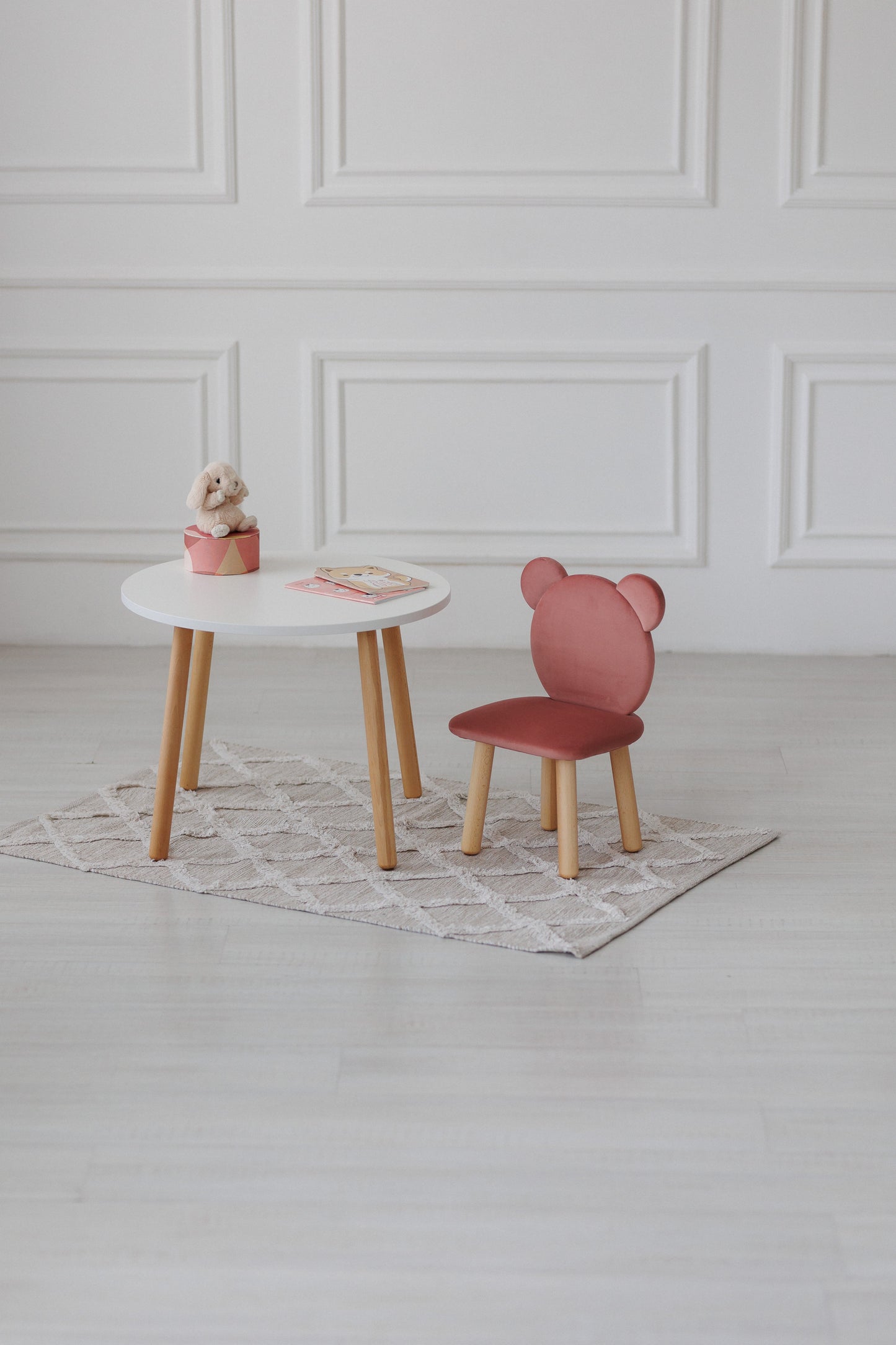 Furniture set: table without drawer and chair Bear, 2-4 years old, 90-105 cm, Pink