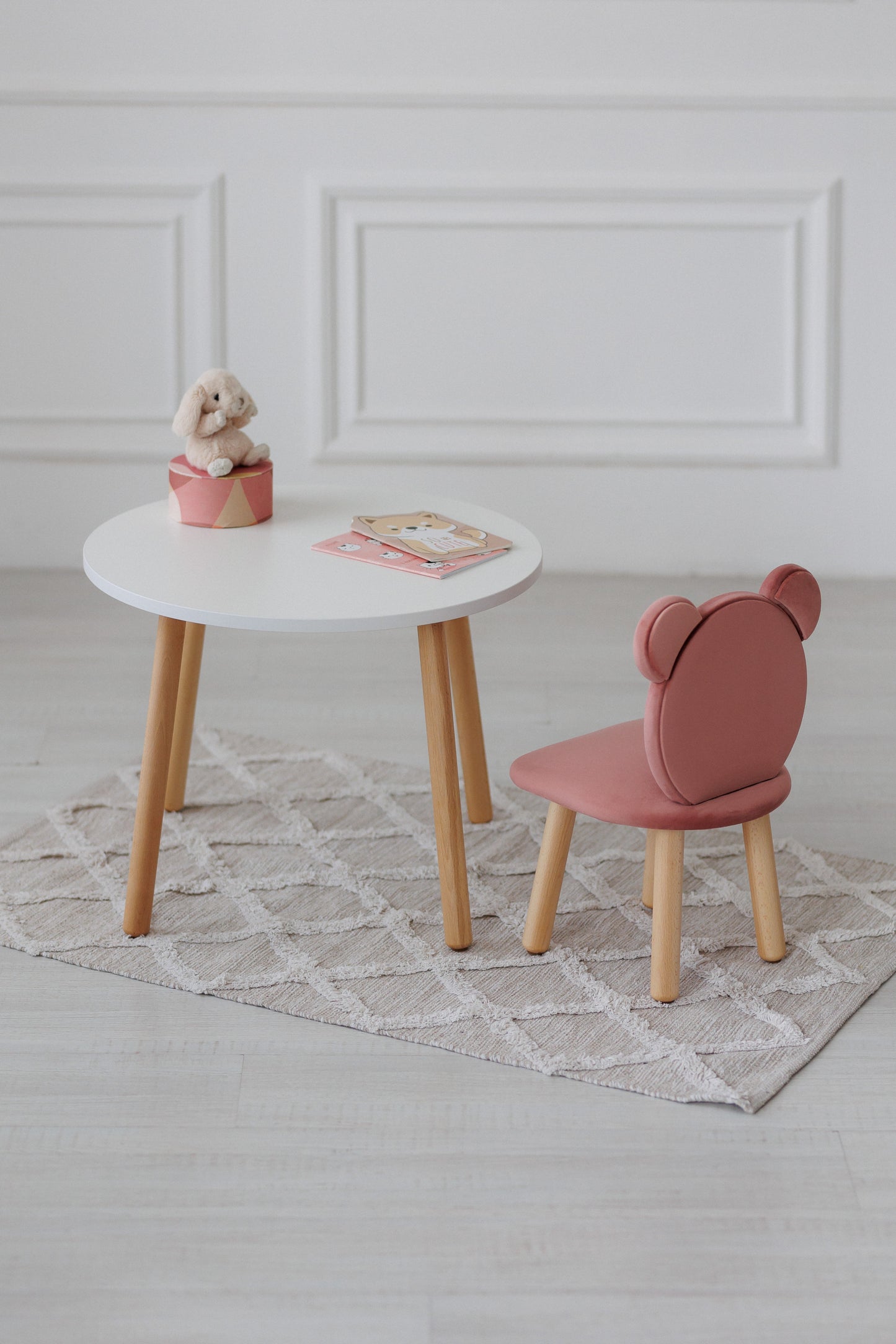 Furniture set: table without drawer and chair Bear, 2-4 years old, 90-105 cm, Pink