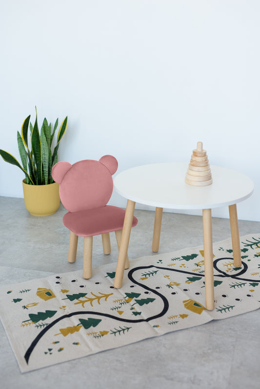 Furniture set: table without drawer and chair Bear, 5-7 years old, 115-125 cm, Pink