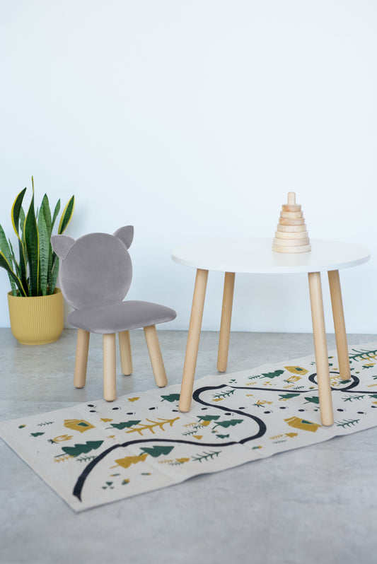 Furniture set: table without drawer and chair Cat, 2-4 years old, 90-105 cm, Gray