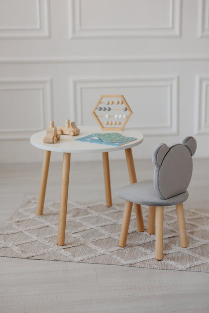 Furniture set: table without drawer and chair Bear, 2-4 years old, 90-105 cm, Gray