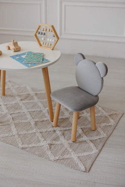 Furniture set: table without drawer and chair Bear, 2-4 years old, 90-105 cm, Gray