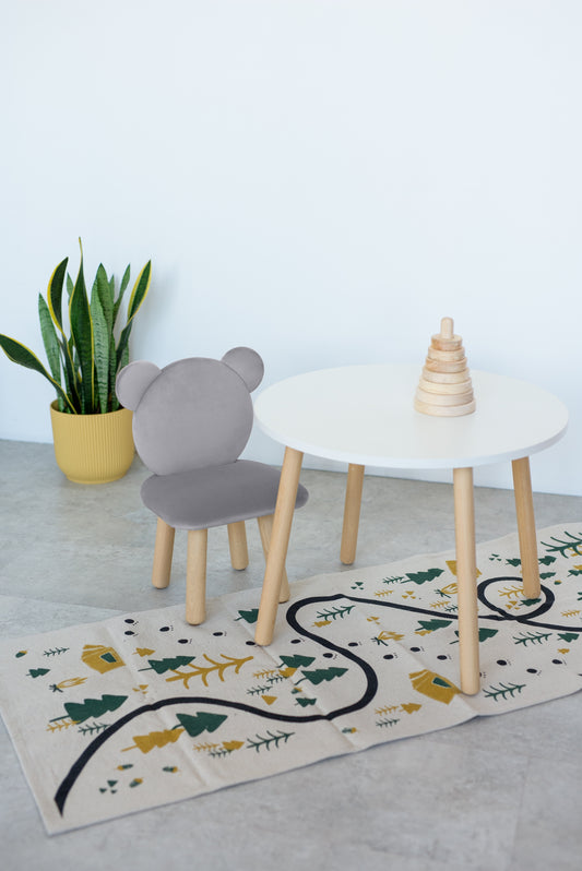 Furniture set: table without drawer and chair Bear, 2-4 years old, 90-105 cm, Gray