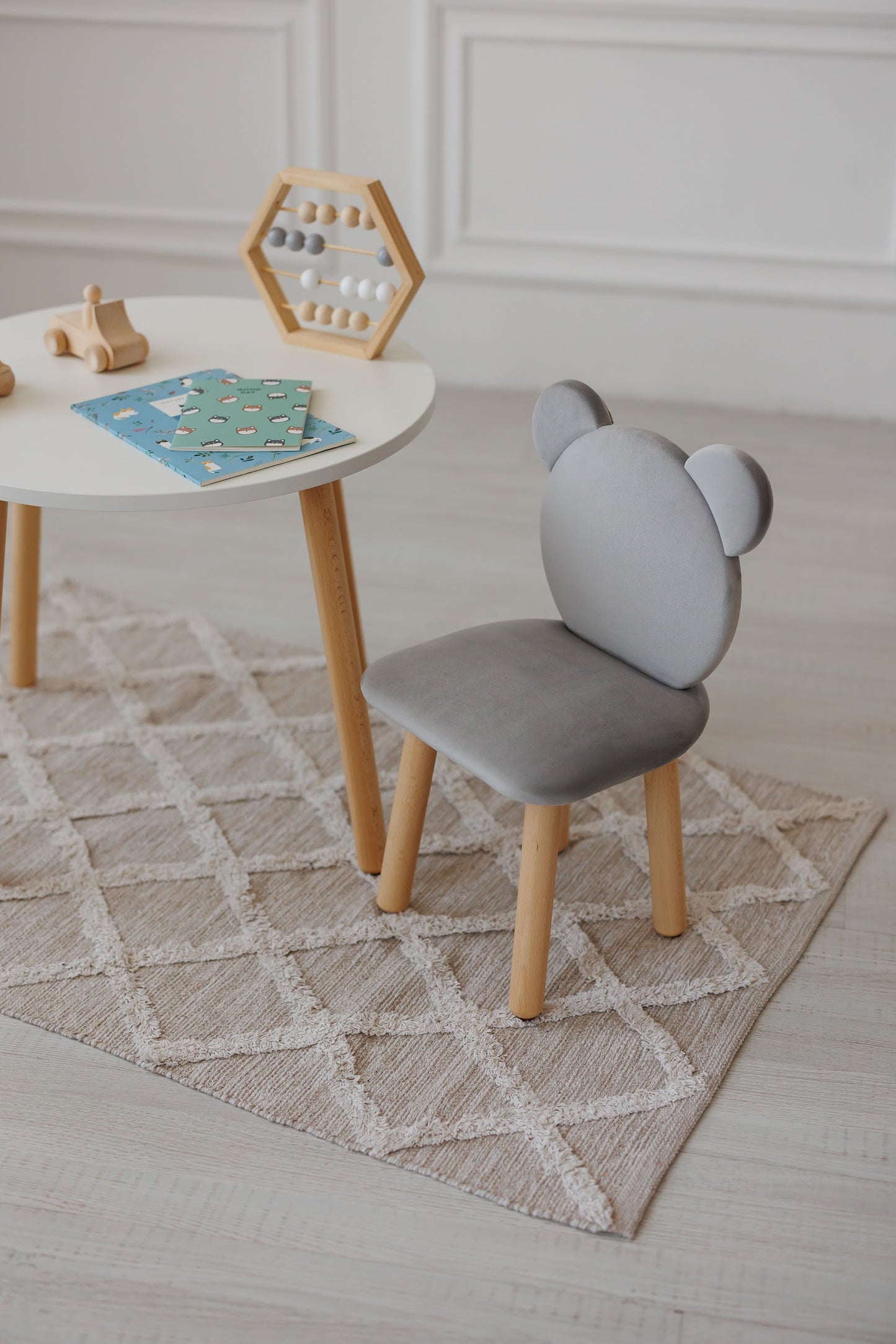 Furniture set: table without drawer and chair Bear, 3-5 years old, 105-115 cm, Gray