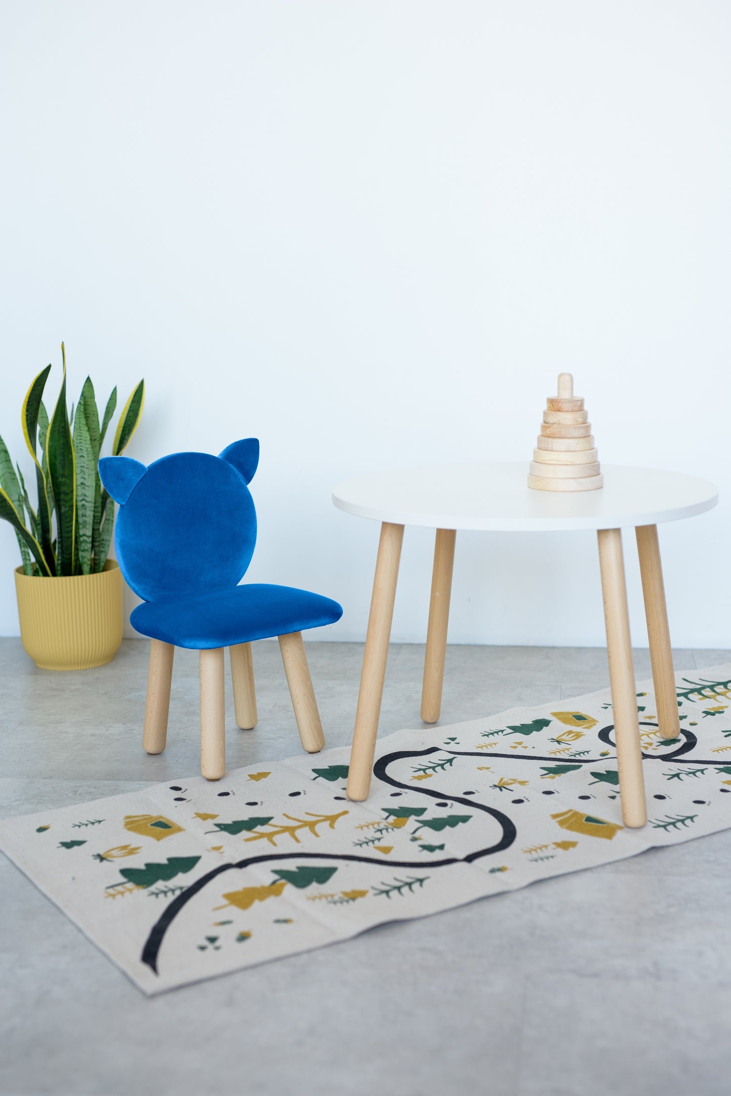 Furniture set: table without drawer and chair Cat, 2-4 years old, 90-105 cm, Blue