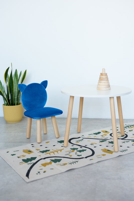 Furniture set: table without drawer and chair Cat, 5-7 years old, 115-125 cm, Blue