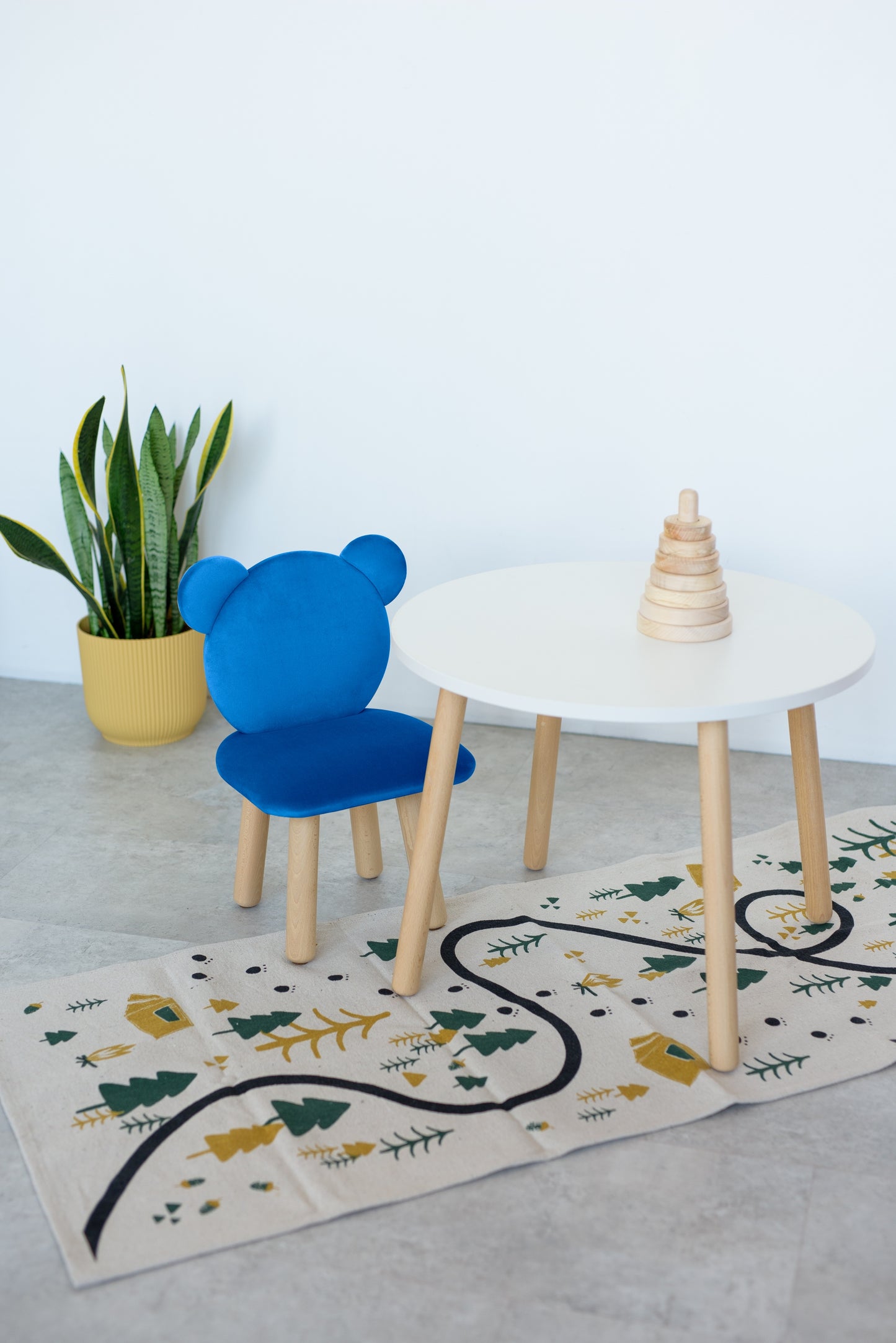 Furniture set: table without drawer and chair Bear, 5-7 years old, 115-125 cm, Blue
