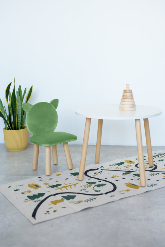 Furniture set: table without drawer and chair Cat, 5-7 years old, 115-125 cm, Green