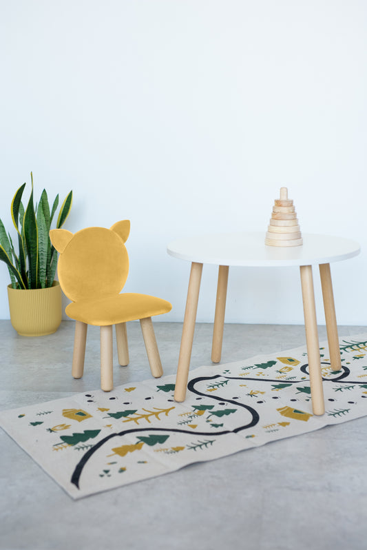 Furniture set: table without drawer and chair Cat, 3-5 years old, 105-115 cm, Yellow