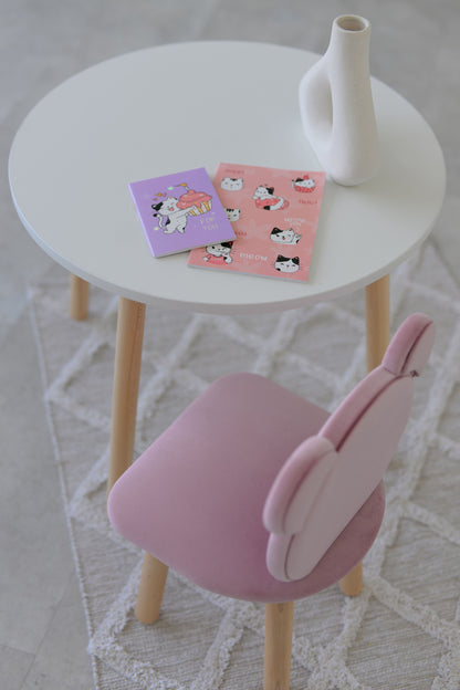 Furniture set: table without drawer and chair Bear, 5-7 years old, 115-125 cm, Soft pink
