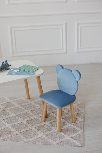Furniture set: rectangular table without drawer and chair Bear, 2-4 years old, 90-105 cm, Cyan