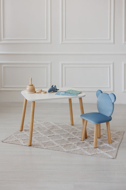 Furniture set: rectangular table without drawer and chair Bear, 3-5 years old, 105-115 cm, Cyan